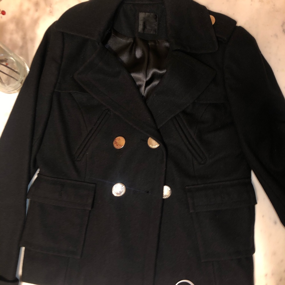 Express double breasted black coat size medium